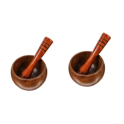 DECHOUS 2 Sets Garlic Masher Garlic Mortar and Pestle Wooden Garlic Grinder Kitchen Utensils Kitchen Gear Pill Mortar and Pestle Wood Tools Wooden Garlic Choppers Garlic Pestle