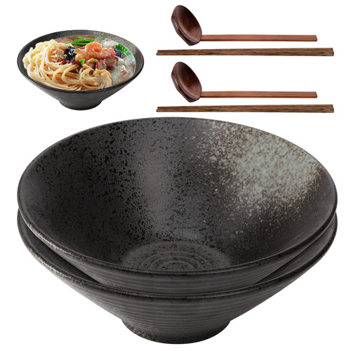 ZOOFOX Set of 2 Porcelain Ramen Noodle Bowl, 60 oz Large Soup Bowl with Chopsticks and Spoons for Udon, Soba, Pho and Asian Noodles, 9 Inch ZOOFOX Set of 2 Porcelain Ramen Noodle Bowl, 60 oz Large Soup Bowl with Chopsticks and Spoons for Udon, Soba, Pho and Asian Noodles, 9 Inch