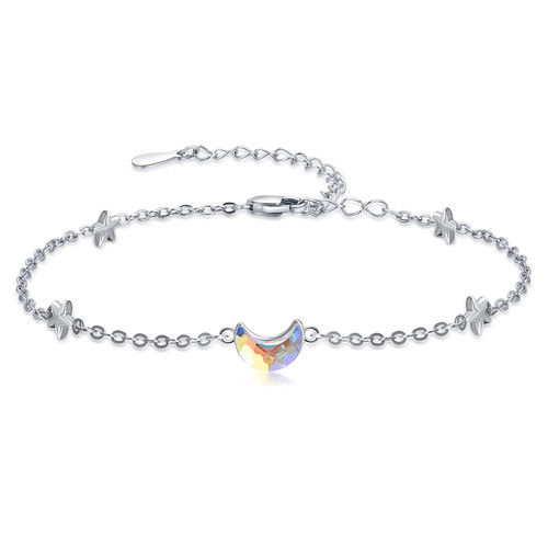 Dreamboat Moon Bracelet Crystal Bracelet for Women Moon and Star Bracelet Sterling Silver Star Bracelet Moon Jewelry Moon Gift