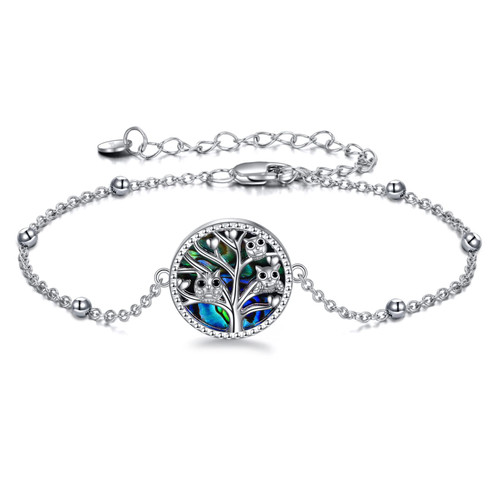 Owl Gifts Owl Bracelet Tree of Life Jewelry for Women 925 Sterling Silver Owl Jewelry Gift for Women Mother Mom