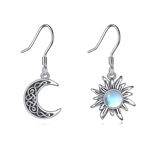 VONALA Sun and Moon Earrings S925 Sterling Silver Crescent Moon Sun Moonstone Dangle Drop Earrings Celestial Jewelry Gifts for Women Girls Daughter Birthday VONALA Sun and Moon Earrings S925 Sterling Silver Crescent Moon Sun Moonstone Dangle Drop Earrings Celestial Jewelry Gifts for Women Girls Daughter Birthday
