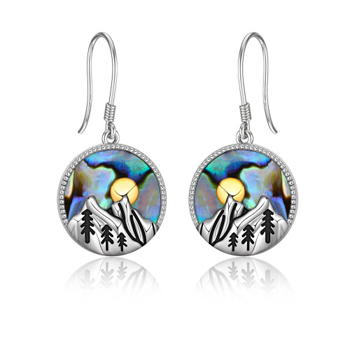 YFN Mountain Earrings Sterling Silver Abalone Shell Mountain Dangle Drop Earrings Nature Jewelry Gift for Skiers, Hikers, Campers, Climbers and Nature Lovers YFN Mountain Earrings Sterling Silver Abalone Shell Mountain Dangle Drop Earrings Nature Jewelry Gift for Skiers, Hikers, Campers, Climbers and Nature Lovers