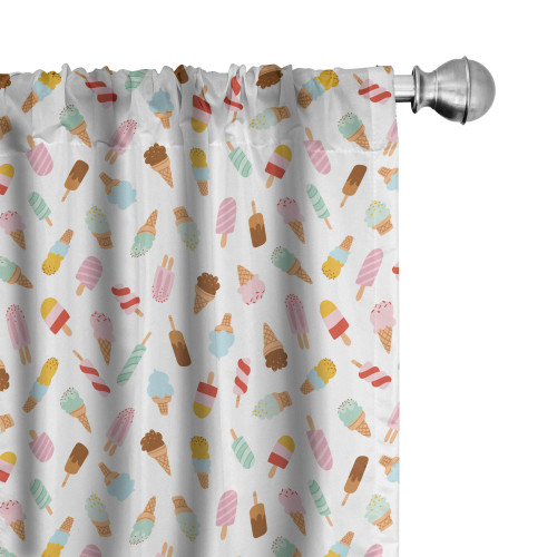 Ambesonne Ice Cream Window Curtains, Cartoon Doodle Style Creamy Delicious Diary Desserts with Various Flavors, Lightweight Decor 2-Panel Set with Rod Pocket, Pair of - 28" x 63", Blush Cream Ambesonne Ice Cream Window Curtains, Cartoon Doodle Style Creamy Delicious Diary Desserts with Various Flavors, Lightweight Decor 2-Panel Set with Rod Pocket, Pair of - 28" x 63", Blush Cream