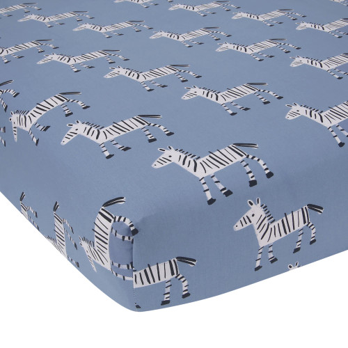 Lambs & Ivy Signature Zebra Blue Organic Cotton Breathable Fitted Crib Sheet Lambs & Ivy Signature Zebra Blue Organic Cotton Breathable Fitted Crib Sheet