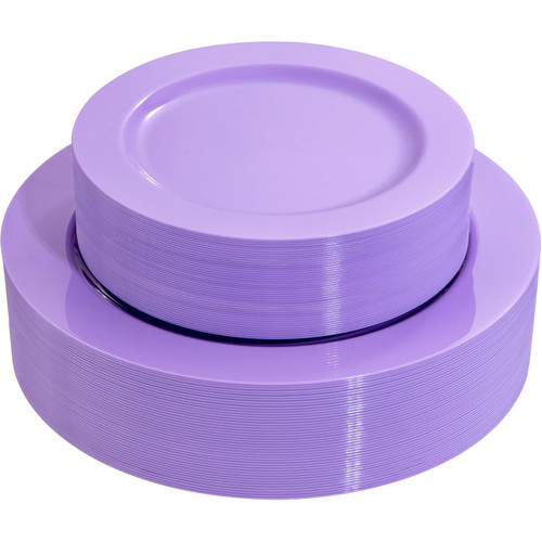 FLOWERCAT 60PCS Easter Plates - Purple Plastic Plates - Heavy Duty Purple Plates Disposable for Party/Wedding - Include 30PCS 10.25inch Purple Dinner Plates and 30PCS 7.5inch Purple Dessert Plates