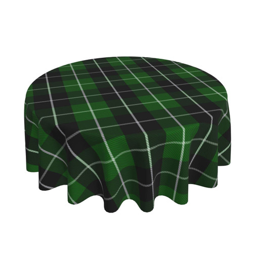 Round Tablecloth Green-Tartan-Black-Plaid 60 Inch Polyester Table Cloth Table Cover for Dining Table,Parties,Camping