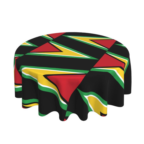 Round Tablecloth Guyana-Flag-Jamaica-Plaid 60 Inch Polyester Table Cloth Table Cover for Dining Table,Parties,Camping