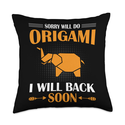 Origami Japanese Paper Folding Art Sorry Will do Origami Throw Pillow, 18x18, Multicolor