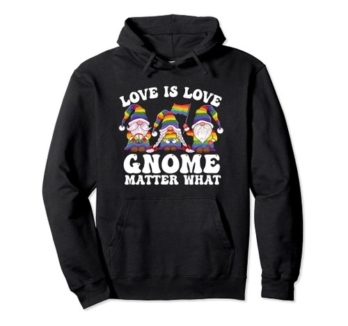 Peace love pride LGBT flag Rainbow Gay Pride LGBT Gnome Pullover Hoodie