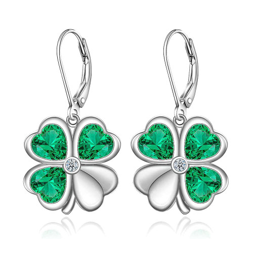 Shamrock Earrings for Women St Patricks Day Dangle Earrings Irish Four Leaf Clover Earrings Sterling Silver Green St Patrick's Day Jewelry Gifts Shamrock Earrings for Women St Patricks Day Dangle Earrings Irish Four Leaf Clover Earrings Sterling Silver Green St Patrick's Day Jewelry Gifts