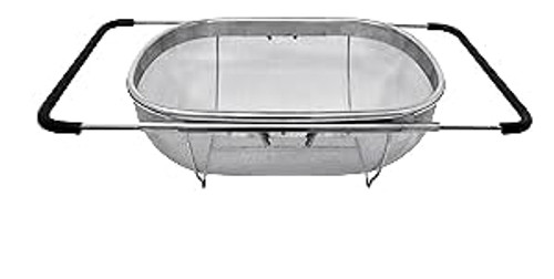 4qt Stainless Steel Oval Strainer Basket Colander, Over The Sink Colander Fine Mesh Expandable, Colander For Kitchen Sink, Vegetables, Strain, Drain, Rinse Fruits (4 Quart Strainer Basket)
