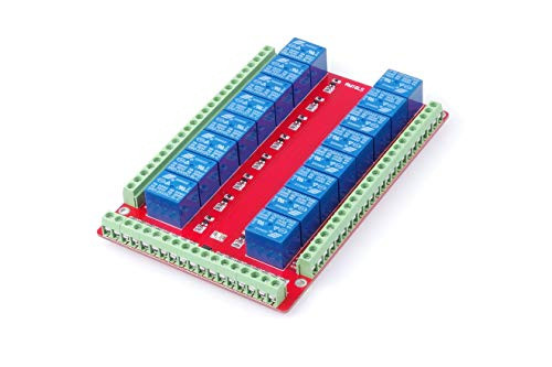 DC 24V 16-Channel 10A Relay Control Module Low Level Trigger Red & Blue Indicators Arduino