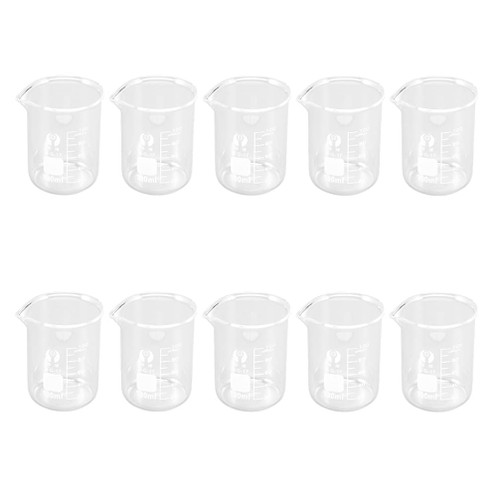 10pcs Beaker Measuring Cups with Scale Glass Graduated Cups Scale Measuring Cup Clear Measuring Cups Epoxy Resin Mixing Cups Glass Measuring Cups 50ml Suit