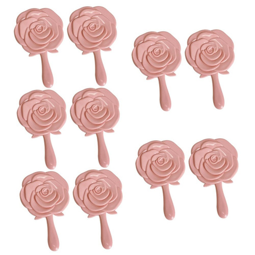 balacoo 10 Pcs Makeup with Flowers Makeup Vanity Mirror Portable Cosmetic Mirror Women Mirror Hand Held Mirrors Handheld Adorable Makeup Mirror Girl Princess Pink Small Hand Mirror Resin