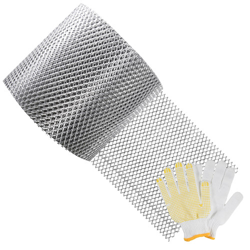 KEJJNYER Gutter Guard Mesh Roll 5 Inch x 42.5 Feet, Aluminum Gutter Leaf Guards Protection Gutter Mesh Roll Sliver Leaf Guards for Gutters with Gloves Rain Gutter Leaf Guard Mesh
