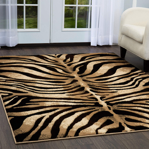 Home Dynamix Tribeca Fawn Area Rug 39"x55", Animals Black/Ivory