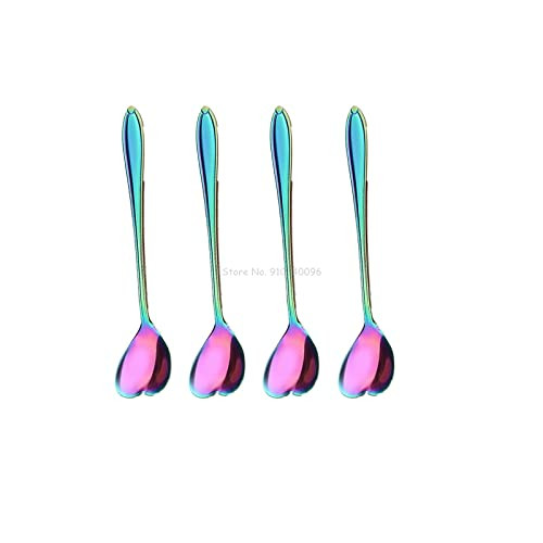Cooking Spoons 4Pcs Heart Shape Coffee Spoon Dessert Sugar Stirring Spoons Teaspoon Dinnerware Stainless Steel Table Spoons