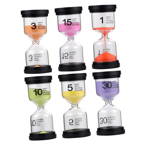 GOOHOCHY 6pcs Chronograph Hourglass Minute Hourglass Time Hourglass Decorative Hourglass Table Time Clock Decor Toy for Kids Tabletop Hourglass Child Timer Timing High Borosilicate Glass