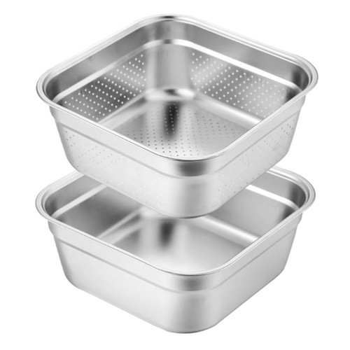 Ciieeo 1 Set Stainless Steel Drain Basket Filter Strainer Vegetable Drain Basket Rice Drainer Colander Sieve Sifter Kitchen Supply Rice Washing Basin Mixing Basin Vegetable Basket Fruit