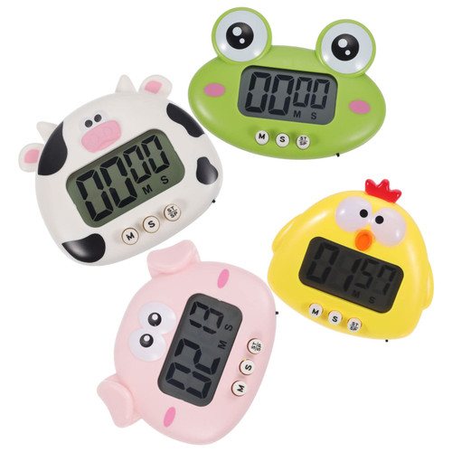 Gadpiparty 4pcs Animal Timer Desktop Kitchen Timer Clock Timer Digital Timer School Timer Rotating Timer Portable Time Reminder Kitchen Supply Mechanical Plastic Frog to Rotate