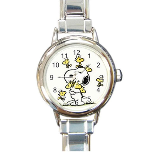 Ultra X Cute Dog Woodstocks Hugging: Round Italian Charm Watch