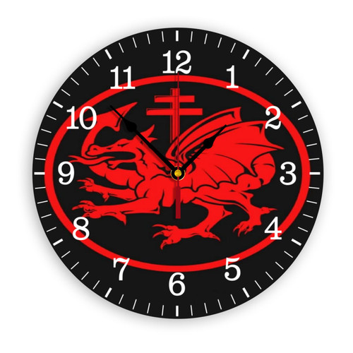 Vcjta Wall Clocks Gothic Order of The Dragon Symbol Classic Silent Alarm Clock for Living Room Bedroom Kitchen Office Classroom School Decor 10inch