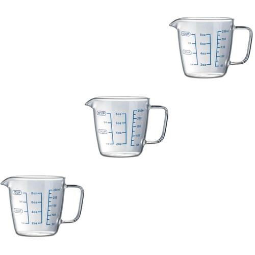 3pcs Liquid Measuring Cups High Borosilicate Glass Measuring Cup Glass Measuring Cup with Scale Cups Glass Portable Measuring Cup Temperature Resistant Measuring Glass Child
