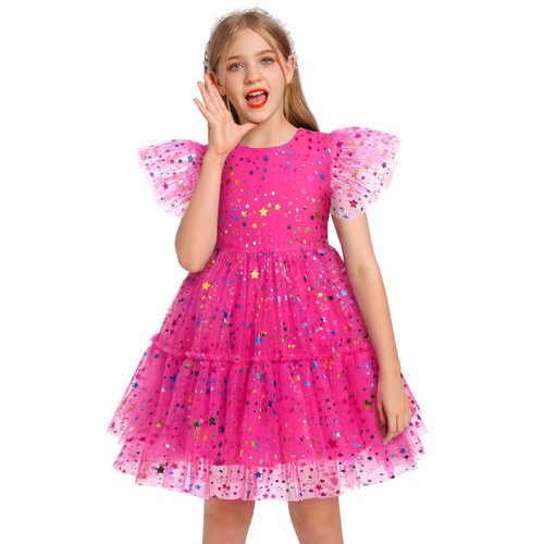 Toddler Girl Birthday Dress Shiny Rainbow Stars Hot Pink Tulle Dresses Girls Ruffle Sleeve Sequin Tutu Dress Pageant Party Sparkly Princess Tulle Dresses Hot Pink Stars 3-4 Years Toddler Girl Birthday Dress Shiny Rainbow Stars Hot Pink Tulle Dresses Girls Ruffle Sleeve Sequin Tutu Dress Pageant Party Sparkly Princess Tulle Dresses Hot Pink Stars 3-4 Years