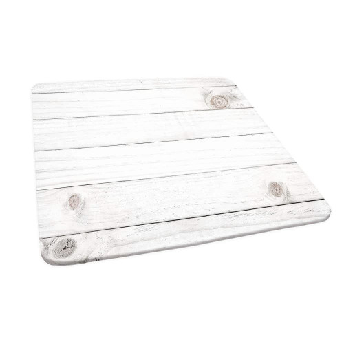 Grey and White Square fitted tablecloth, Wooden Planks Horizontal Lines Rustic Timber Soft Tone Oak Background, Elastic edge, for table decoration, buffet and camping, for 47"x47" square table White