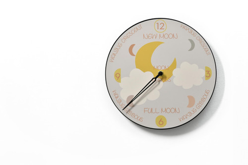 Moon Phase Wall Clock - Lunar Cycle - Round - Moon Phase Tracker - Nursery Wall Decor - Baby Room Decor - Kids Clock - Optional RGB LED 5V