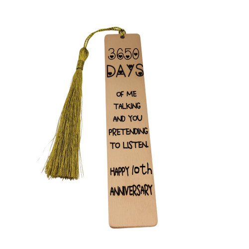 10th Anniversary Bookmark Gift for Men Women Him Her Gifts 10 Years Anniversary Funny present Gifts for Husband Wife couples (Rose Gold)