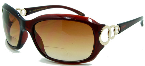 In Style Eyes Circle Power Bifocal Reading Sunglasses - Full-Rimmed, Italian Design Large Frame - Non-Polarized Lens - Brown - 1.5x