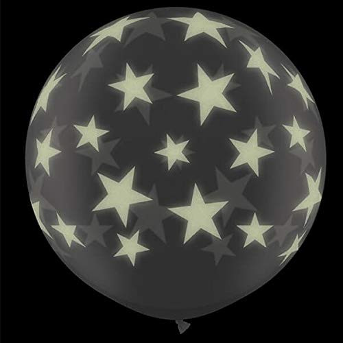 Qualatex Latex Balloons 28154-Q Glow Stars-a-Round, 36", Clear