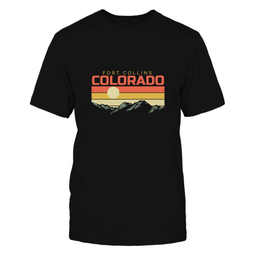 Colorado Vintage Fort Collins Mountain Sunset Retro Home State Hiking Souvenir Gift Black