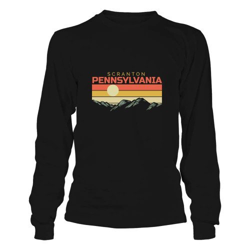 Pennsylvania Vintage Scranton Mountain Sunset Retro Home State Hiking Souvenir Gift Black