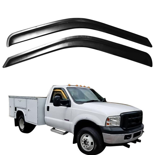 MODILOVER Tape on Window Visor Deflectors, Compatible with 1999-2016 Ford F250 F350 F450 F550 Superduty Standard Cab, Acrylic Smoke Slim Style Window Rain Guards, Sun Side Vent Visor Set, 2 Pieces