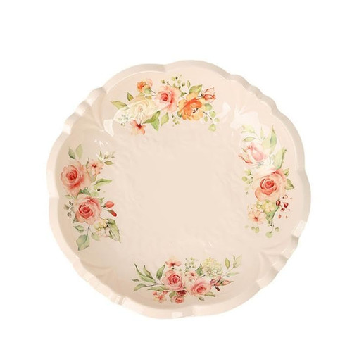 MBBITL Melamine Serving Bowls 12 inch Pink Flower Large Capacity Salad Pasta Mixing Bowls, Food Bowl for Serving Fruit Salad