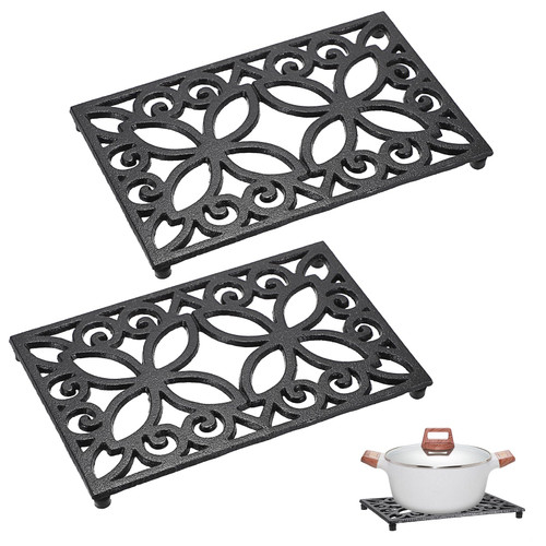 Sumnacon Cast Iron Trivet 2 Pack Iron Trivets for Hot Dishes Pots Pans Plates Teapots,9.4 x 6.1Inch Cast Iron Trivet for Kitchen Dining Table Cooktop Heat Resistant Metal Trivet with Rubber Feets Sumnacon Cast Iron Trivet 2 Pack Iron Trivets for Hot Dishes Pots Pans Plates Teapots,9.4 x 6.1Inch Cast Iron Trivet for Kitchen Dining Table Cooktop Heat Resistant Metal Trivet with Rubber Feets