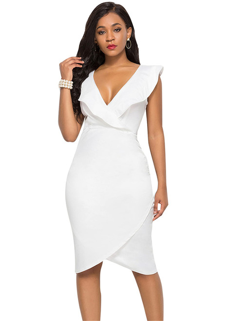 YMING Sexy Bandage Sleeveless Dress for Women Summer Bodycon Midi Dress White S YMING Sexy Bandage Sleeveless Dress for Women Summer Bodycon Midi Dress White S