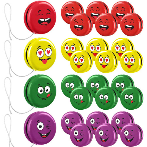 Silipull Smile Face Yo Yos for Kids Assorted Emoticon Yo Yo Toys Metal Versatile Yo Yo Bulk with Colorful Designs for Beginners Birthday Party Favors Bag Fillers Classroom Prizes, 4 Colors(48 Pcs)