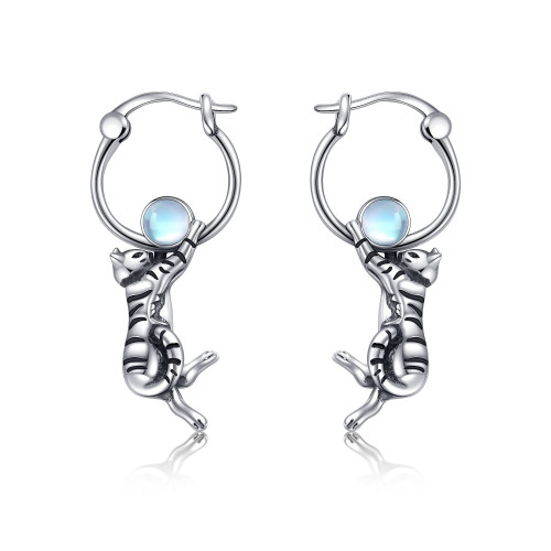 Cat Hoop Earrings Sterling Silver Cat Earrings Jewelry Cat Gifts for Women Cat Lovers Cat Hoop Earrings Sterling Silver Cat Earrings Jewelry Cat Gifts for Women Cat Lovers