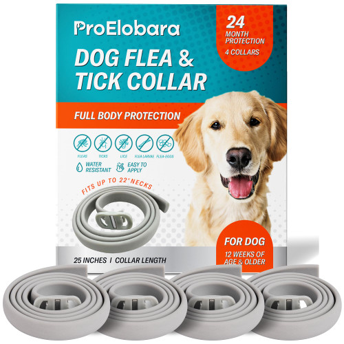 ProElobara Dog Flea Tick Collar: Effective Flea Collar and Prevention for Dogs - Safe Dog Ticks Fleas Collars - Reliable Pet Tick Flea Control Treatment - 24 Month Protection 4-Pack