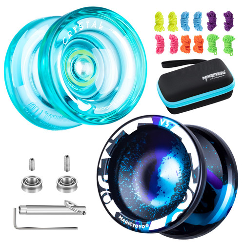 MAGICYOYO Professional Yoyo 2 Pack Responsive Yoyo for Beginner, Pro Yoyo V3 and Magicyoyo K2 Crystal with Unresponsive Yoyo Bearings for Replacement, Yoyo Strings, Yo yo Case, Yo-Yo Accessory Kit MAGICYOYO Professional Yoyo 2 Pack Responsive Yoyo for Beginner, Pro Yoyo V3 and Magicyoyo K2 Crystal with Unresponsive Yoyo Bearings for Replacement, Yoyo Strings, Yo yo Case, Yo-Yo Accessory Kit