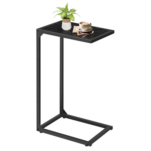 MOOACE C Shaped End Table, Couch Table for Small Space That Slide Under, Snack Side Tables for Sofa, TV Trays for Living Room Bedroom, C Shaped End Table for Couch, Small Bedside Tables, Black