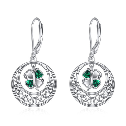 VONALA Clover Earrings Sterling Silver Celtic Knot Shamrock Earrings for Women Irish Four Leaf Clover Dangle Drop Earrings Green Crystal St Patricks Day Earrings Irish Jewelry for Women Girls VONALA Clover Earrings Sterling Silver Celtic Knot Shamrock Earrings for Women Irish Four Leaf Clover Dangle Drop Earrings Green Crystal St Patricks Day Earrings Irish Jewelry for Women Girls