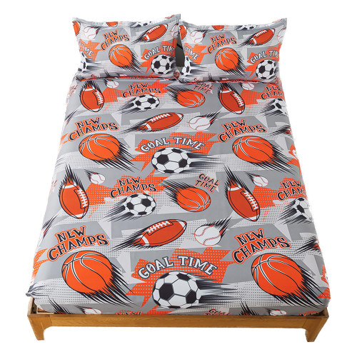 qjmiaofang Sports Sheets Set 3Pieces Kids American Football Bed Sheets Set Full Size for Boys Teens Basketball Fitted Sheet Sport Theme Balls Pattern Bed Set with 2Pillowcases for Home Decor