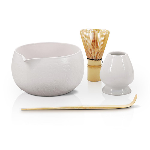 Lulltou Matcha Whisk Set, Japanese Matcha Tea Kit with Pouring Spout Bowl(Chawan), Bamboo Matcha Whisk (Chasen), Traditional Scoop (Chashaku) and Whisk Holder, The Perfect Kit for Matcha Tea Ceremony