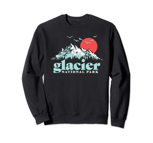 Glacier National Park Vintage 80s Mountains Retro Graphic Sweatshirt