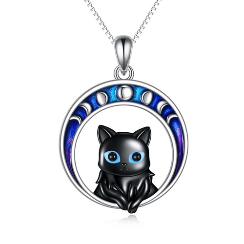 YAFEINI Black Cat Necklace for Women Sterling Silver Moon Pendant Necklace Cat Jewelry Christmas Gifts for Girls Girlfriend Wife YAFEINI Black Cat Necklace for Women Sterling Silver Moon Pendant Necklace Cat Jewelry Christmas Gifts for Girls Girlfriend Wife