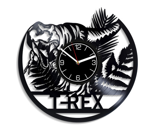 Kovides T-Rex Vinyl Record Wall Clock Animal Decoration 12 inch Wall Clock Nature Art Birthday Gift for Boy Dinosaur Wall Art Animal Clock Nature Wall Clock Modern T-Rex Vinyl Clock Xmas Gift for Man